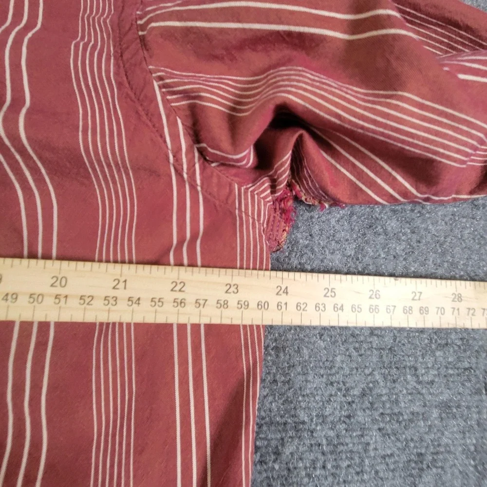 RA.RE Shirt Mens 2XL Red Striped Embroidered Rose Button Up Made in Italy Cotton